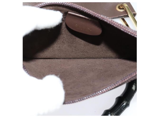 Borsa a Spalla Gucci Bamboo in Pelle Marrone Oro 001 1553 1880 Auth ep8788 D'oro - vista 20