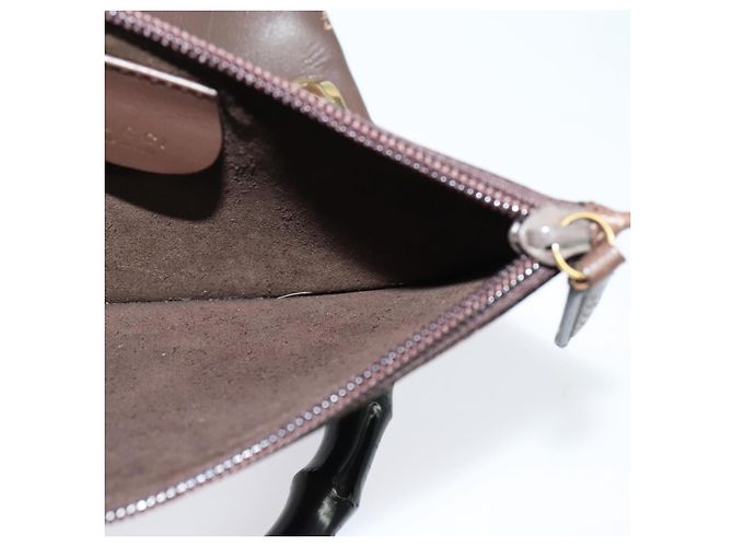 Borsa a Spalla Gucci Bamboo in Pelle Marrone Oro 001 1553 1880 Auth ep8788 D'oro - vista 21