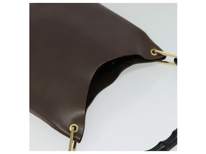 Borsa a Spalla Gucci Bamboo in Pelle Marrone Oro 001 1553 1880 Auth ep8788 D'oro - vista 6