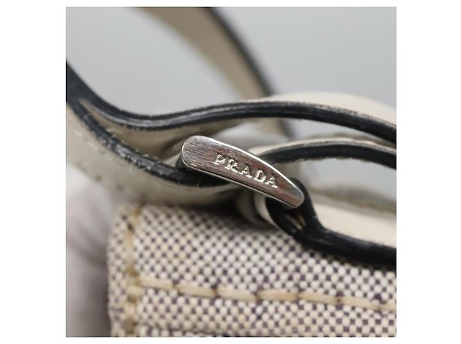 PRADA Tote Bag Canvas Grau Silber Auth ar13504 Braun - Ansicht 10