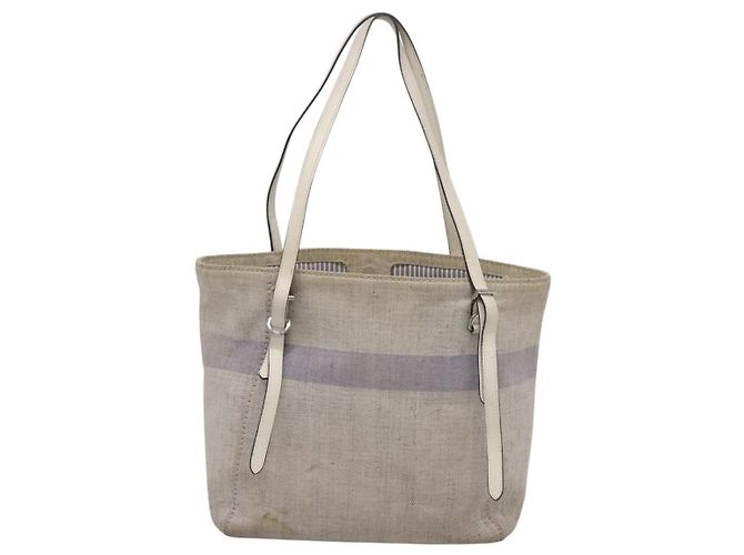 PRADA Tote Bag Canvas Grau Silber Auth ar13504 Braun - Ansicht 2
