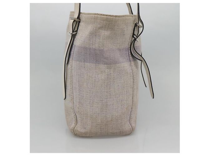 PRADA Tote Bag Canvas Grau Silber Auth ar13504 Braun - Ansicht 4