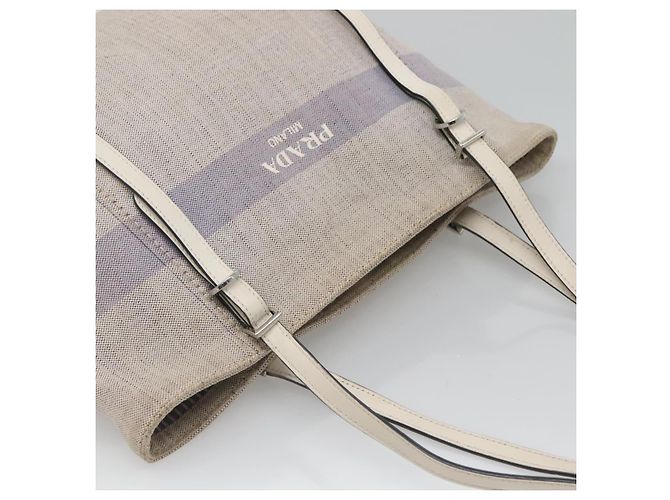 PRADA Tote Bag Canvas Grau Silber Auth ar13504 Braun - Ansicht 6