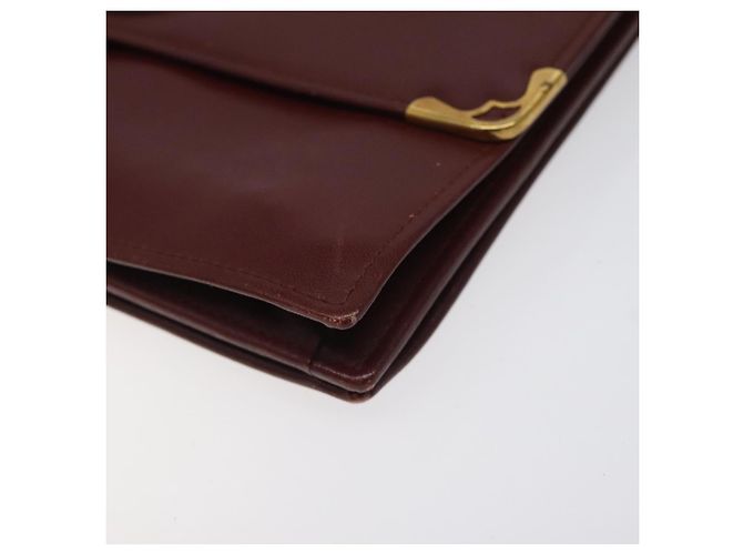 CARTIER Borsa a Spalla Must Line Pelle Bordeaux Oro Auth bs24414 D'oro Bordò - vista 10