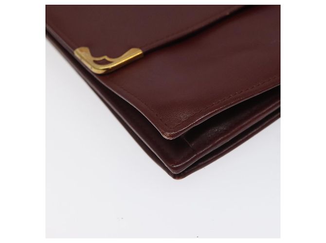 CARTIER Borsa a Spalla Must Line Pelle Bordeaux Oro Auth bs24414 D'oro Bordò - vista 11