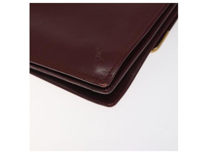 CARTIER Borsa a Spalla Must Line Pelle Bordeaux Oro Auth bs24414 D'oro Bordò - vista 12