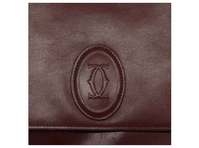 CARTIER Borsa a Spalla Must Line Pelle Bordeaux Oro Auth bs24414 D'oro Bordò - vista 14
