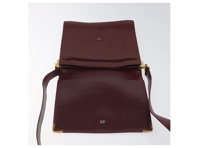 CARTIER Borsa a Spalla Must Line Pelle Bordeaux Oro Auth bs24414 D'oro Bordò - vista 15