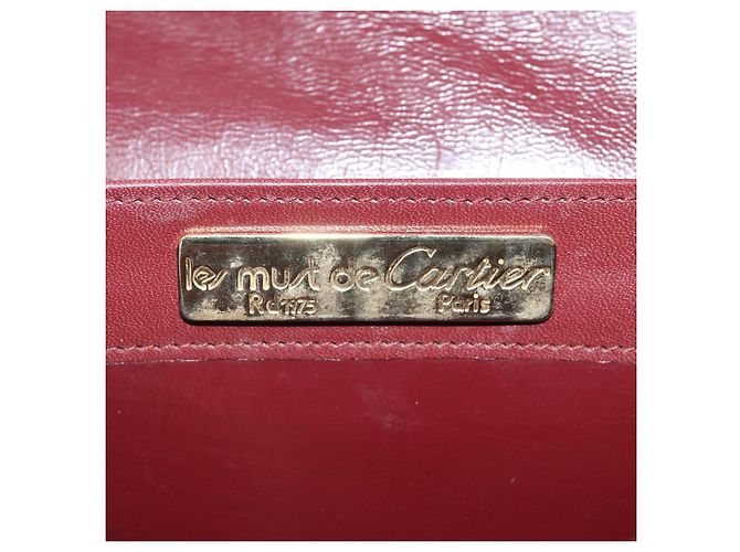 CARTIER Borsa a Spalla Must Line Pelle Bordeaux Oro Auth bs24414 D'oro Bordò - vista 16