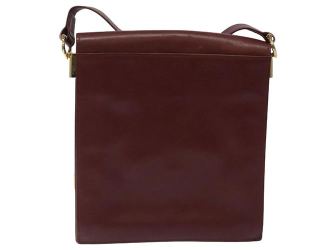 CARTIER Borsa a Spalla Must Line Pelle Bordeaux Oro Auth bs24414 D'oro Bordò - vista 3
