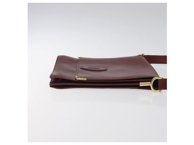 CARTIER Borsa a Spalla Must Line Pelle Bordeaux Oro Auth bs24414 D'oro Bordò - vista 4