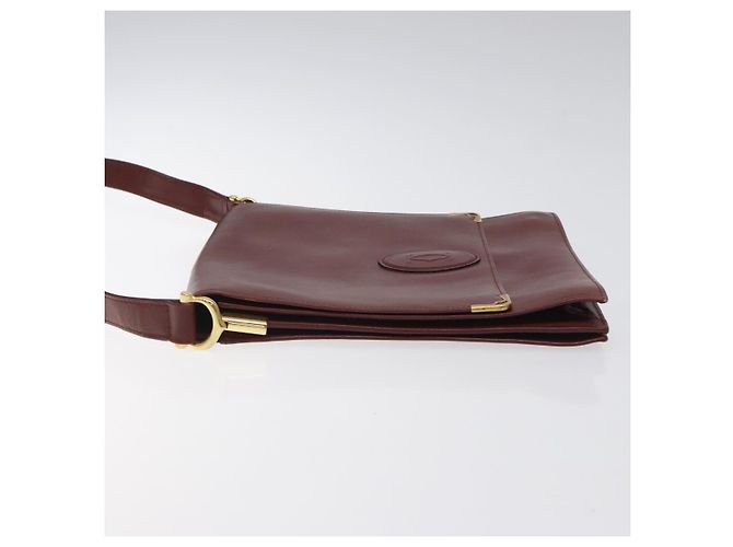CARTIER Borsa a Spalla Must Line Pelle Bordeaux Oro Auth bs24414 D'oro Bordò - vista 5