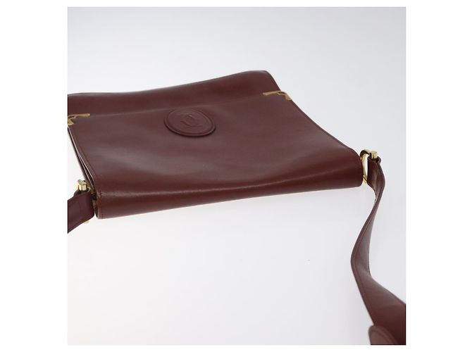 CARTIER Borsa a Spalla Must Line Pelle Bordeaux Oro Auth bs24414 D'oro Bordò - vista 6