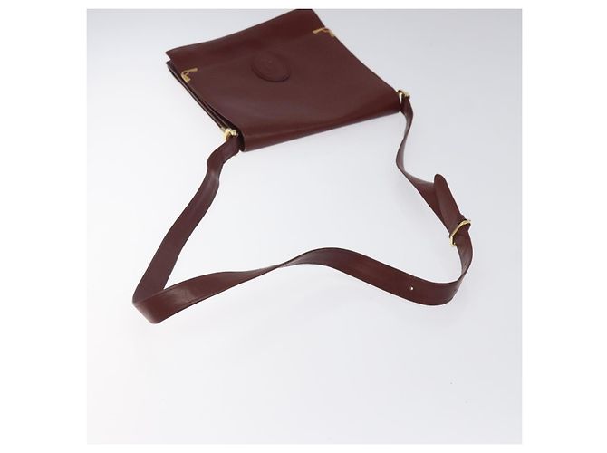 CARTIER Borsa a Spalla Must Line Pelle Bordeaux Oro Auth bs24414 D'oro Bordò - vista 7