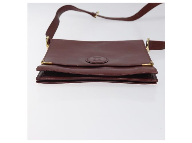 CARTIER Borsa a Spalla Must Line Pelle Bordeaux Oro Auth bs24414 D'oro Bordò - vista 9