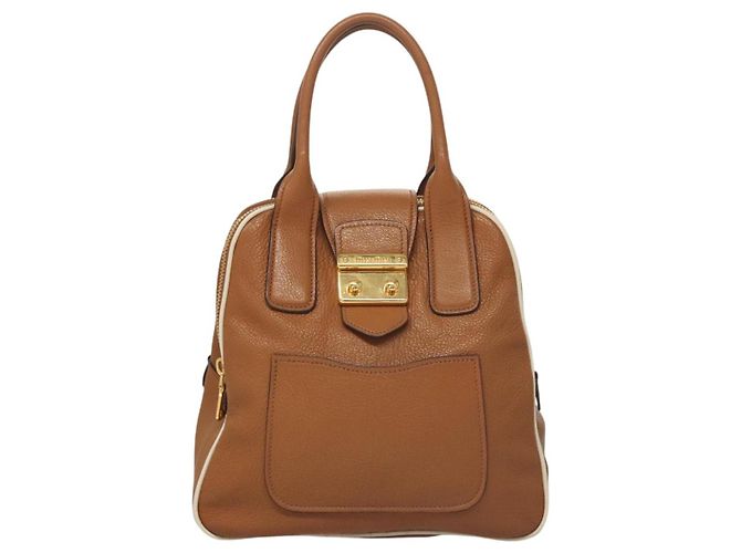 Borsa a mano Miu Miu in pelle 2 vie marrone oro Auth sw446 D'oro - vista 13