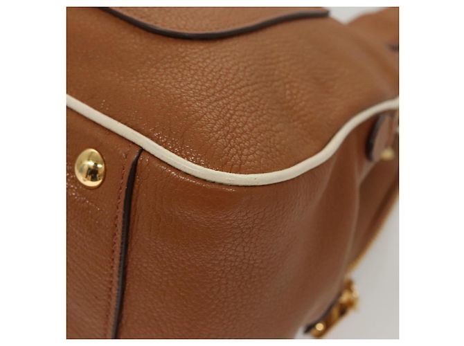 Borsa a mano Miu Miu in pelle 2 vie marrone oro Auth sw446 D'oro - vista 15