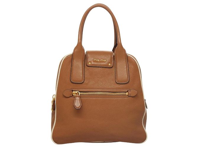 Borsa a mano Miu Miu in pelle 2 vie marrone oro Auth sw446 D'oro - vista 2