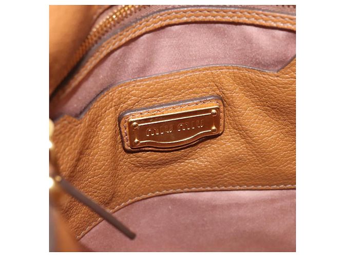 Borsa a mano Miu Miu in pelle 2 vie marrone oro Auth sw446 D'oro - vista 20