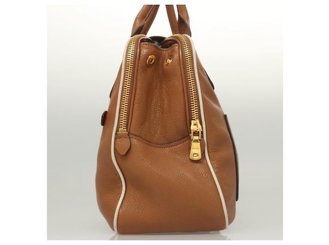 Borsa a mano Miu Miu in pelle 2 vie marrone oro Auth sw446 D'oro - vista 4