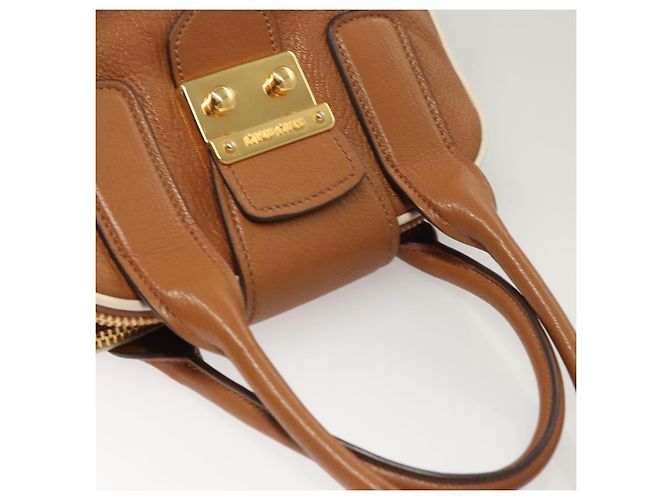Borsa a mano Miu Miu in pelle 2 vie marrone oro Auth sw446 D'oro - vista 6