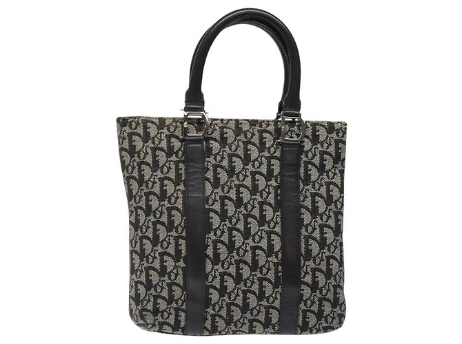 Christian Dior Trotter Canvas Handtasche Schwarz Silber Authentisch bs25227 - Ansicht 3