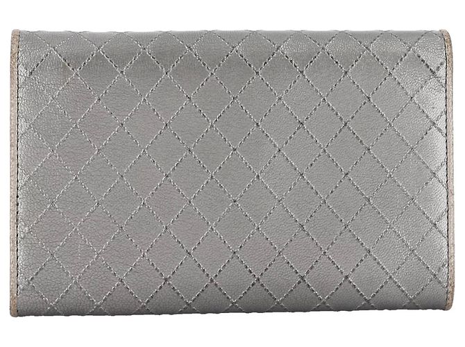 Chanel wallet in silver grey leather - view 3