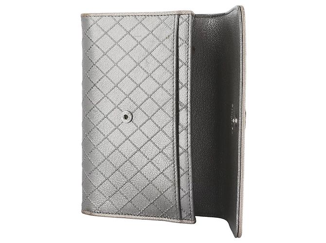 Chanel wallet in silver grey leather - view 4