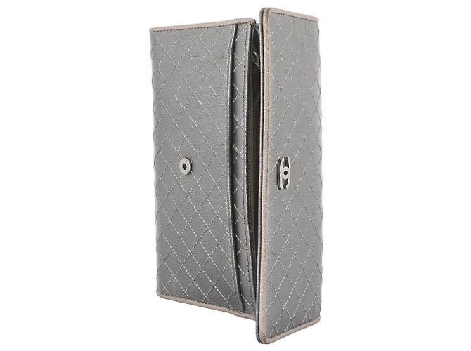 Chanel wallet in silver grey leather - view 5