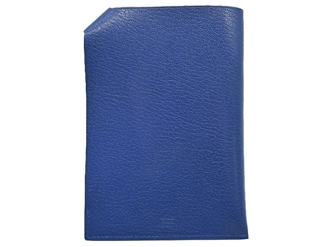 Hermès Porta passaporto Hermes Tarmac PM in pelle di capra blu - vista 3