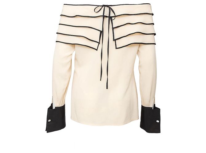 Top Off Shoulder Couture Gianni Versace Blanco roto - vista 4