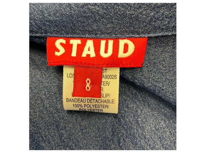 Vestido Millie de organza com cinto azul marinho Staud de comprimento total - vista 4