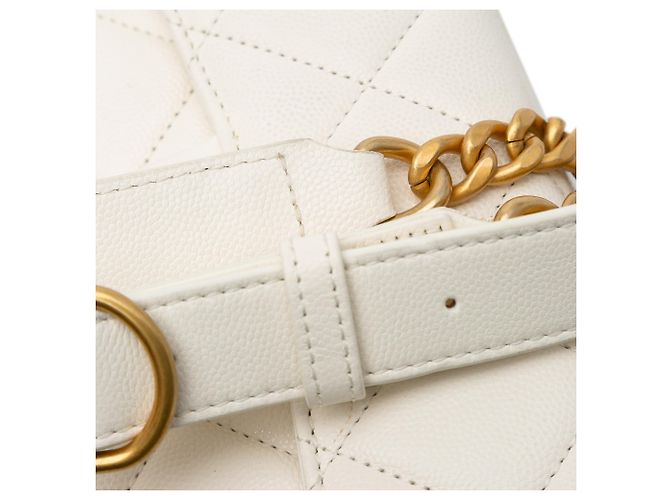 Chanel White CC Quilted Lambskin Round Moon Messenger Flap - view 10