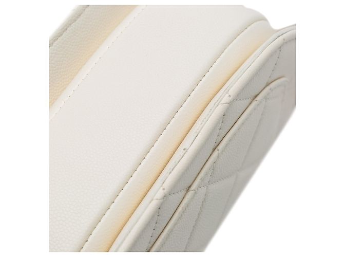 Chanel White CC Quilted Lambskin Round Moon Messenger Flap - view 8