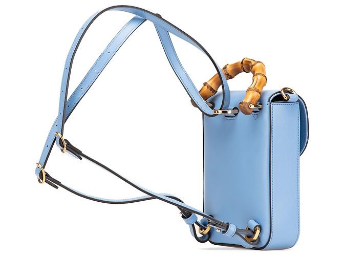 Bamboo Borsa mini in pelle di vitello blu con manico in bambù Gucci Blu chiaro - vista 2