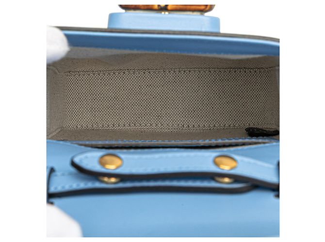 Bamboo Borsa mini in pelle di vitello blu con manico in bambù Gucci Blu chiaro - vista 4