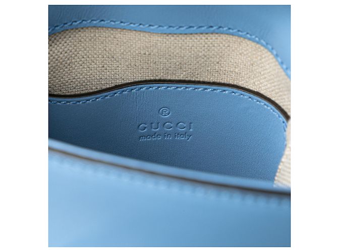 Bamboo Borsa mini in pelle di vitello blu con manico in bambù Gucci Blu chiaro - vista 5