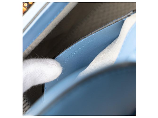 Bamboo Borsa mini in pelle di vitello blu con manico in bambù Gucci Blu chiaro - vista 6
