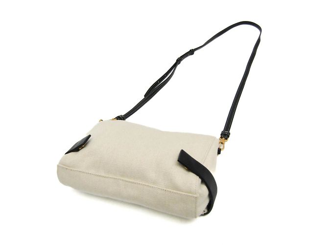 Borsa a spalla in pelle e tela da donna Bottega Veneta Nero Beige - vista 3