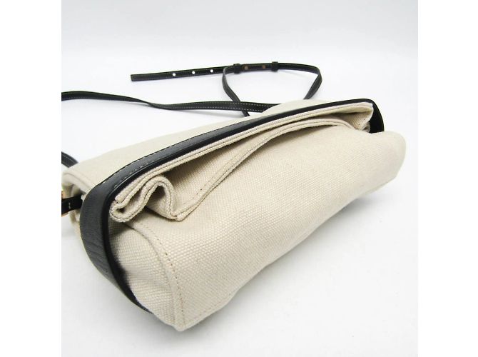 Borsa a spalla in pelle e tela da donna Bottega Veneta Nero Beige - vista 5