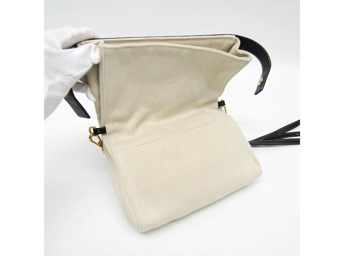 Borsa a spalla in pelle e tela da donna Bottega Veneta Nero Beige - vista 8