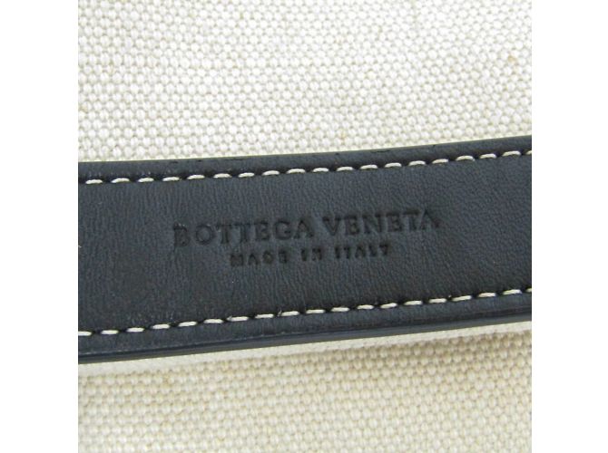 Borsa a spalla in pelle e tela da donna Bottega Veneta Nero Beige - vista 9