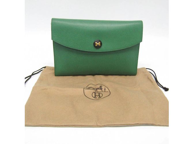 Hermès Clutch in pelle Rio di Hermes Verde - vista 2