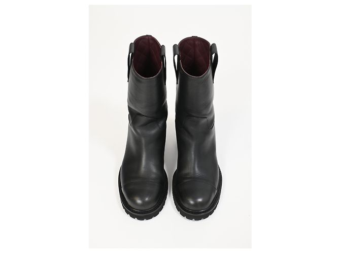Timeless Chanel 2020 Interlocking CC Logo Moto Boots in Black Leather - view 14