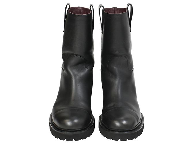 Timeless Chanel 2020 Interlocking CC Logo Moto Boots in Black Leather - view 2