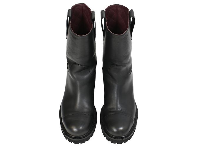 Timeless Chanel 2020 Interlocking CC Logo Moto Boots in Black Leather - view 5