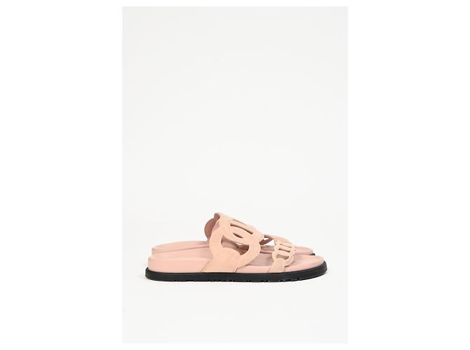 Sandali Extra Hermès in Suede Rosa Marrone - vista 10