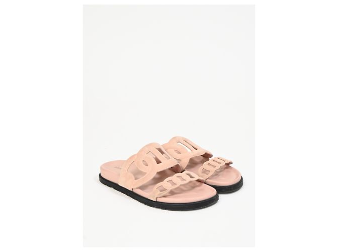 Sandali Extra Hermès in Suede Rosa Marrone - vista 13