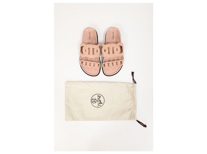 Sandali Extra Hermès in Suede Rosa Marrone - vista 18