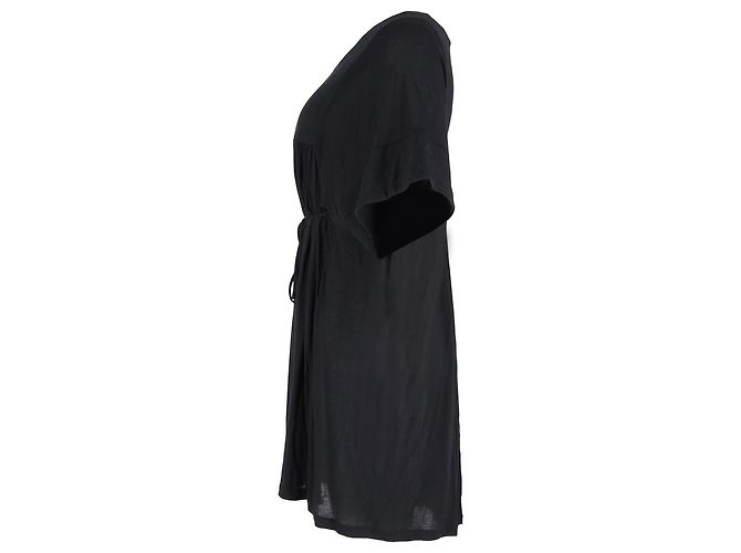 Stella Mc Cartney Stella McCartney Mini-Kleid mit Bindegürtel aus schwarzer Baumwolle - Ansicht 2